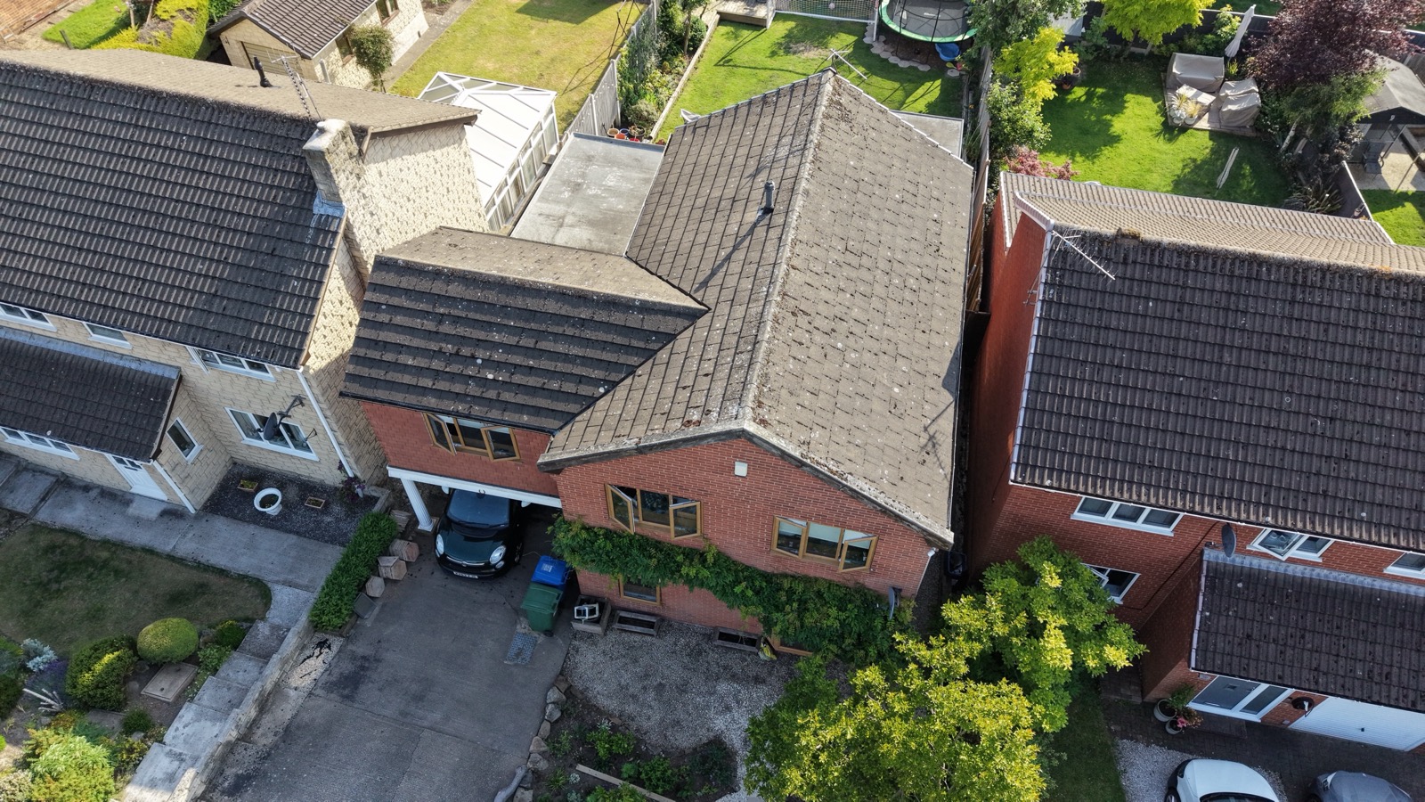 Aerial view of a single property