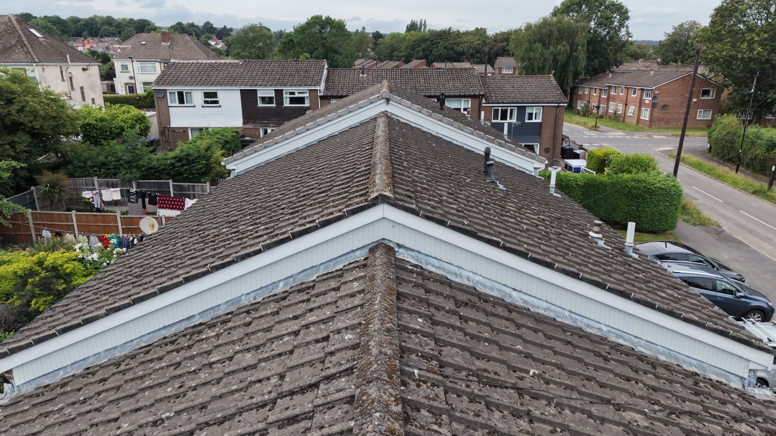 Aerial view of terraced rooftops in Dore